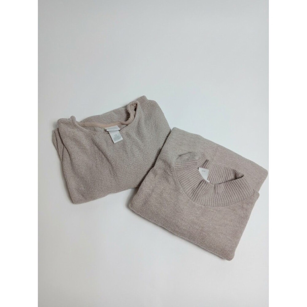 Lot of 2 HM Womens Beige Beige Oatmeal Knit Oversized Sweater Top Size M Med